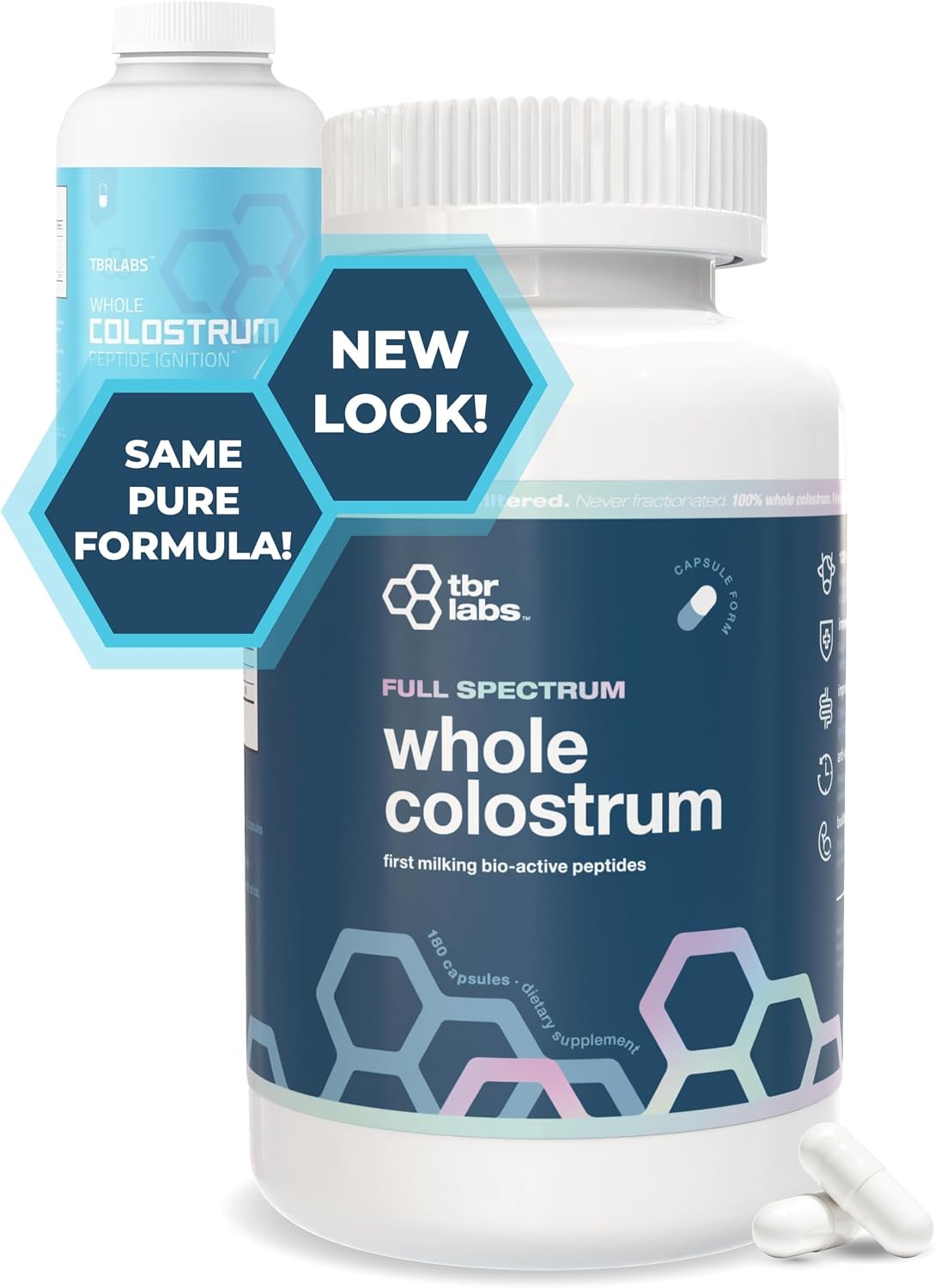 Pure Bovine Colostrum 180 Cápsulas - Sin Antibióticos ni Hormonas - De Origen Estadounidense - 100% Natural - Primer Ordeño
