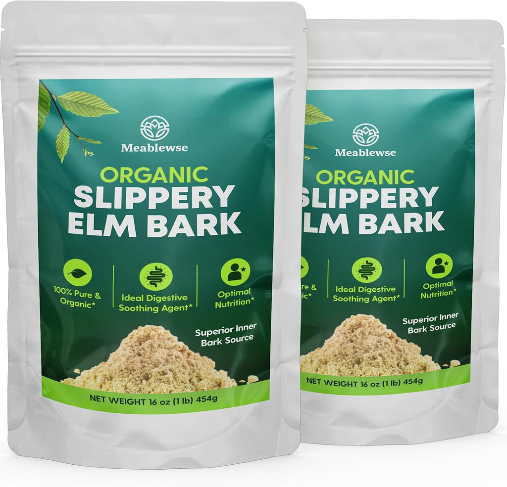 Slippery Elm en Polvo: Corteza Interior Superior 100% Pura, Vegana y sin OGM (1 lb / 349 porciones)