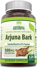 Herbal Secrets Extracto de Corteza de Arjuna 500 mg - 120 Cápsulas Vegetales - Sin OGM, Sin Gluten