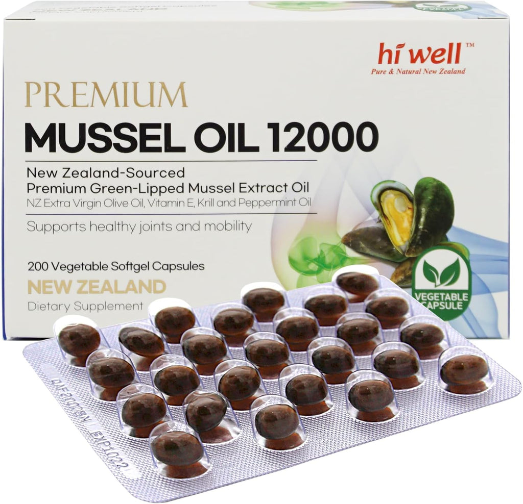 Hi Well Premium Aceite de Mejillón de Labios Verdes - 200 Cápsulas Blandas
