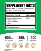 BulkSupplements.com Extracto de Coleus Forskohlii en Polvo - Suplemento de Forskolina, 500mg por ración, 250g