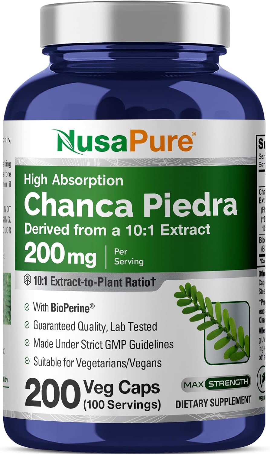 NusaPure Chanca Piedra, 200 mg, 200 Cápsulas Veganas (No OGM, Vegano)
