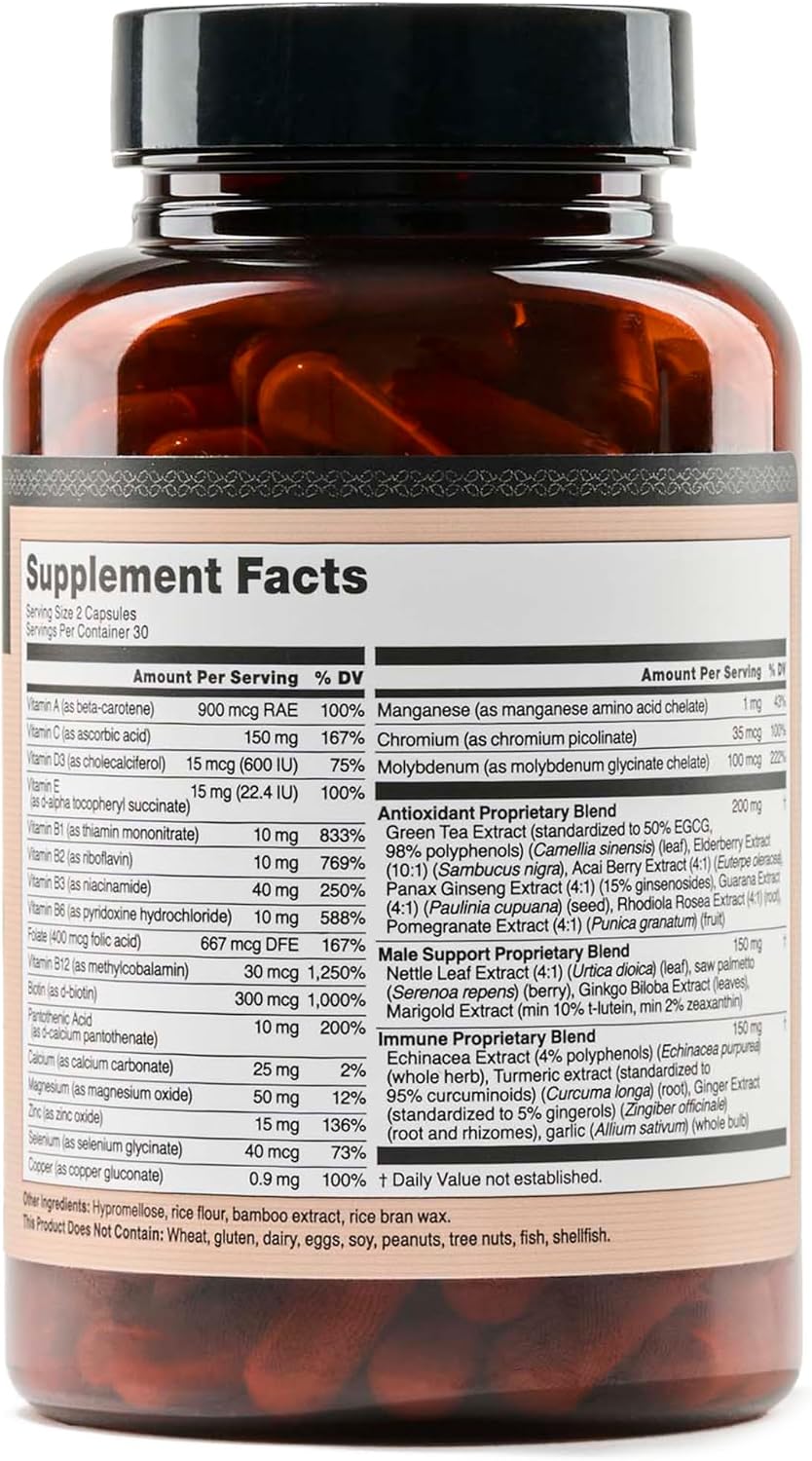 NatureWise Multivitamínico para Hombres - Suplemento Diario con Vitaminas, Minerales y Hierbas - Energía, Rendimiento, Inmunidad - 60 Cápsulas (1 Mes)