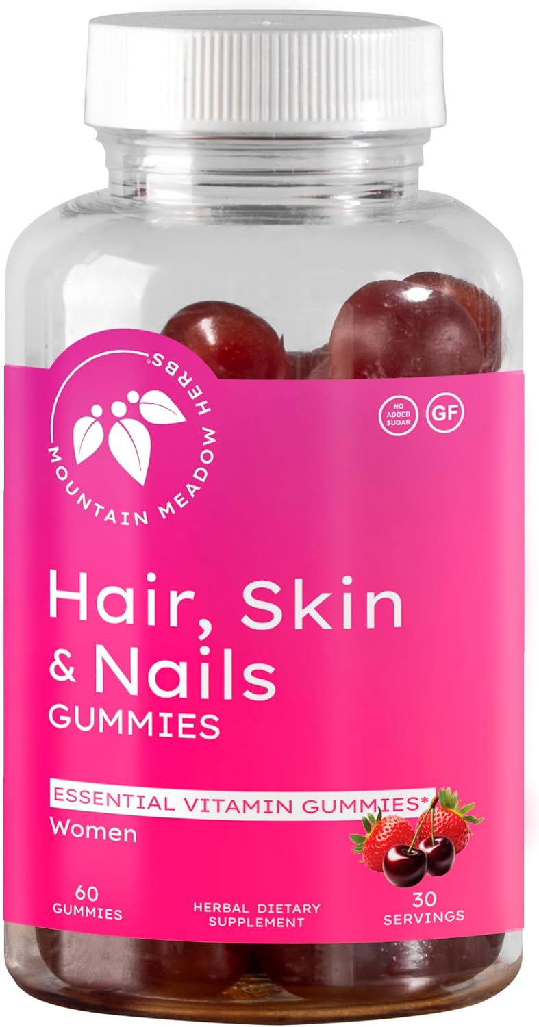Mountain Meadow Herbs Gominolas para Cabello, Uñas y Piel con Biotina (60 unidades)