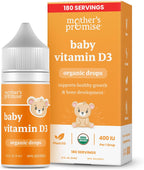 Mother's Promise Gotas Orgánicas de Vitamina D3 para Bebés - 100% Vegetal, 400 UI, 180 Dosis