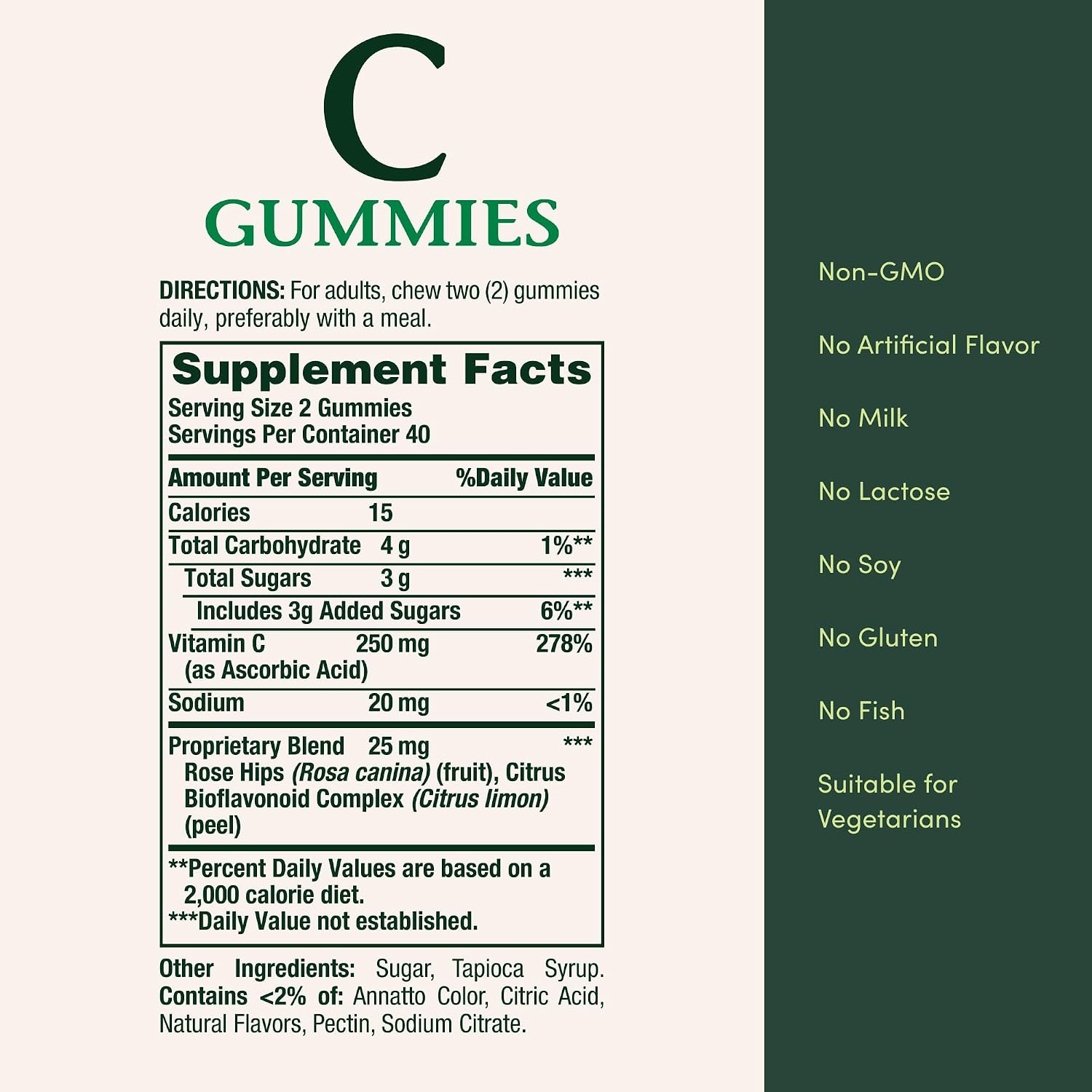 Nature's Bounty Vitamina C Gummies, Sabor Naranja, 250mg, 80 Gominolas