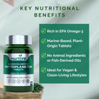 NURTIVE Nannochloropsis Phytoplankton Tabletas – 250mg por Tableta – Vegano, Sin Gluten, No Transgénico, Sin Rellenos – 120 Tabletas