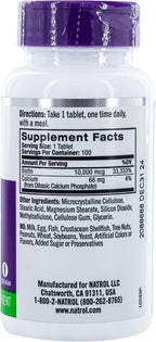 Natrol Biotina Máxima Potencia 10.000 mcg – 200 Tabletas (2 botellas de 100)