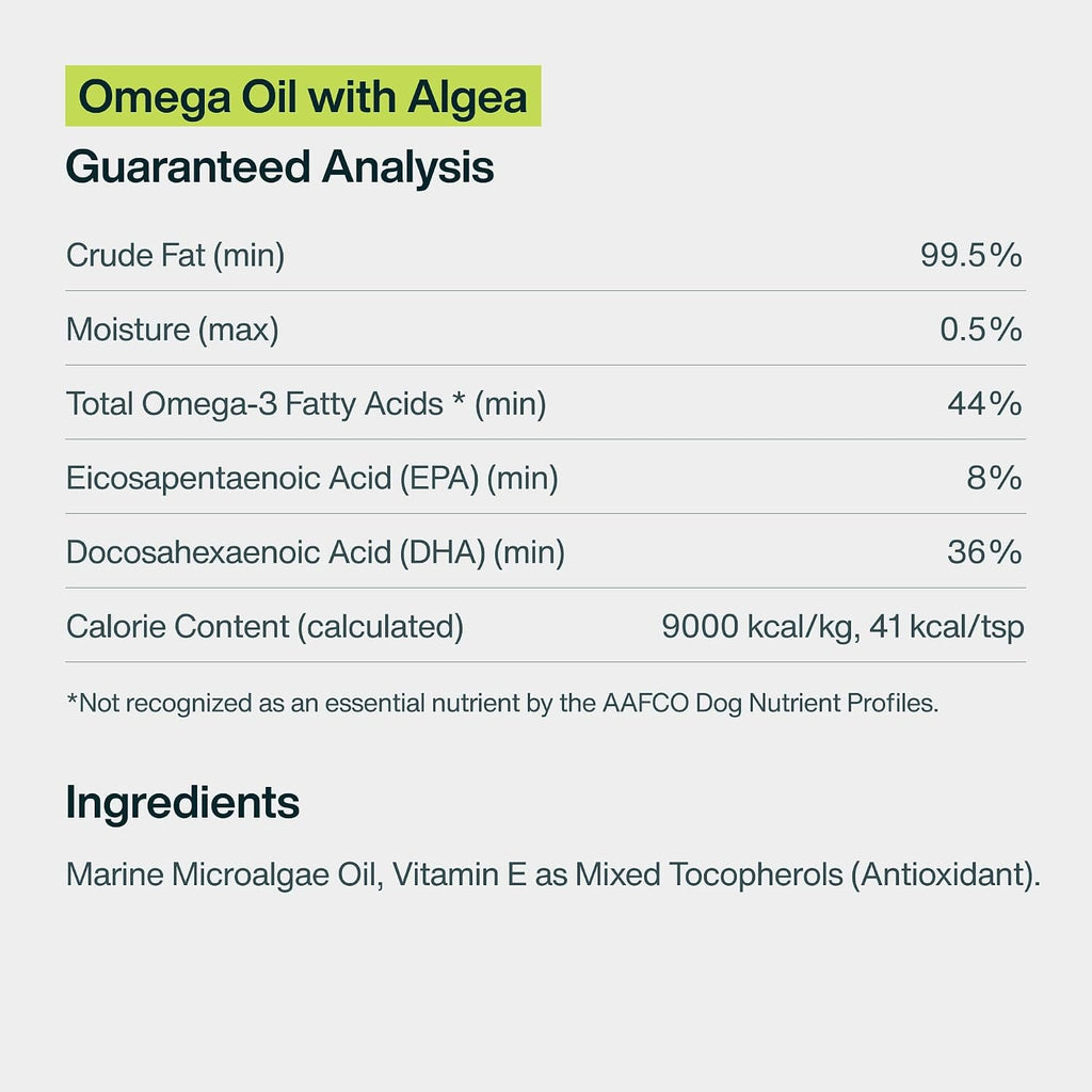 JustFoodForDogs Omega 3 para Perros - Aceite de Algas, 8 oz