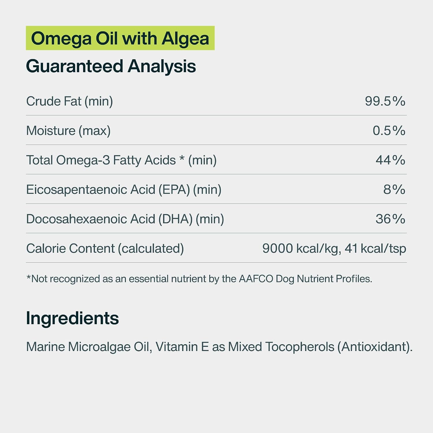 JustFoodForDogs Omega 3 para Perros - Aceite de Algas, 8 oz