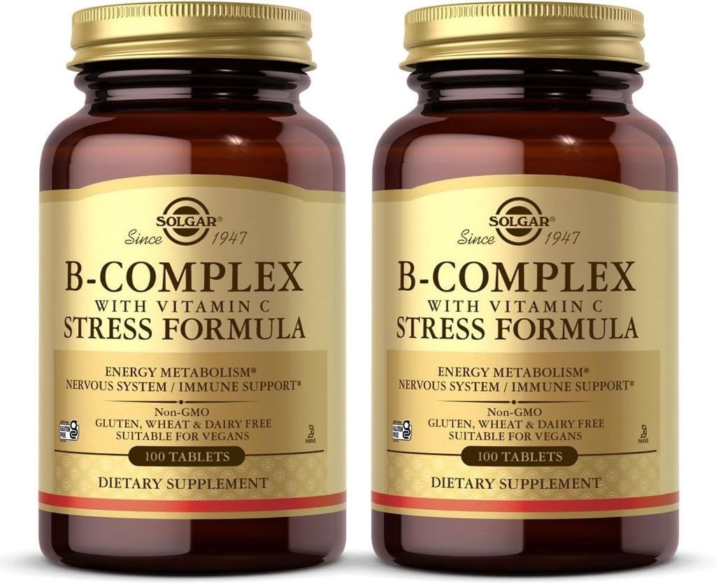 Solgar Complejo B con Vitamina C Fórmula Anti-Estrés - 100 Comprimidos (Paquete de 2)