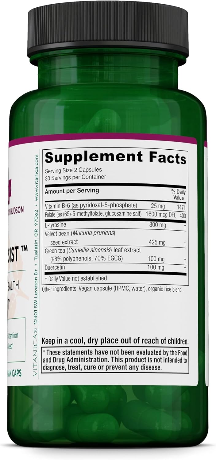 Vitanica Dopamine Assist – 60 Cápsulas – Suplemento para el Apoyo de Neurotransmisores