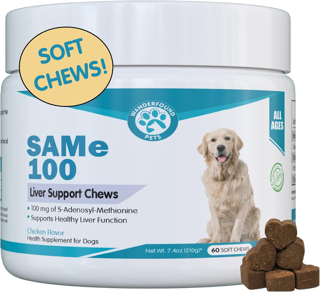 Pawsitive Same 100 - Apoyo Hepático para Perros con SAMe, 60 Comprimidos Masticables Sabor Bacon