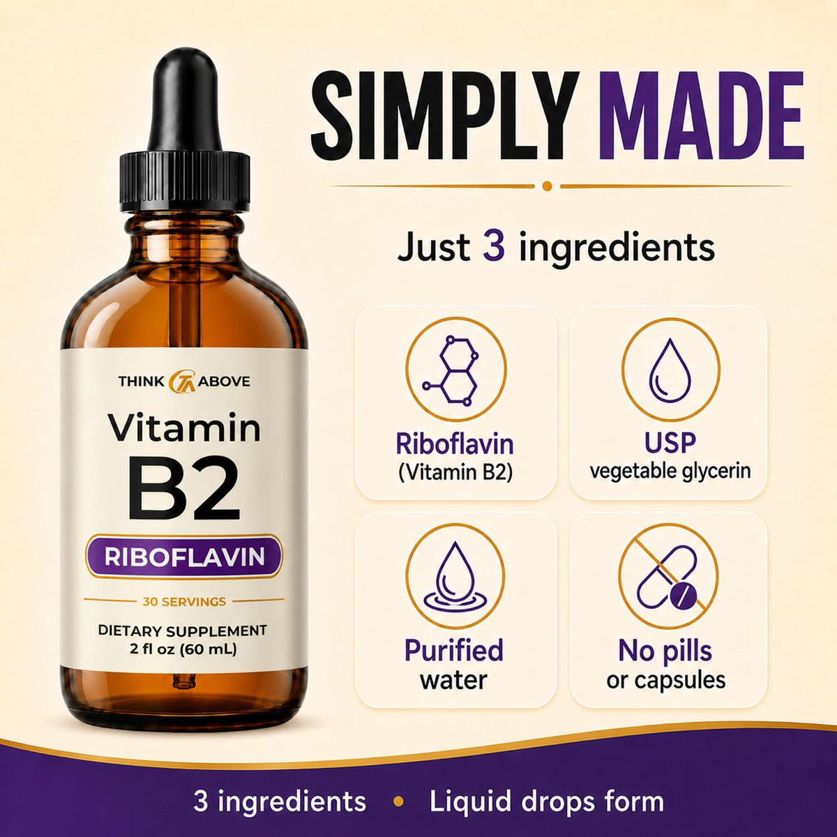 Think Above Vitamina B2 Riboflavina Gotas Líquidas - 60 ml – Image 7