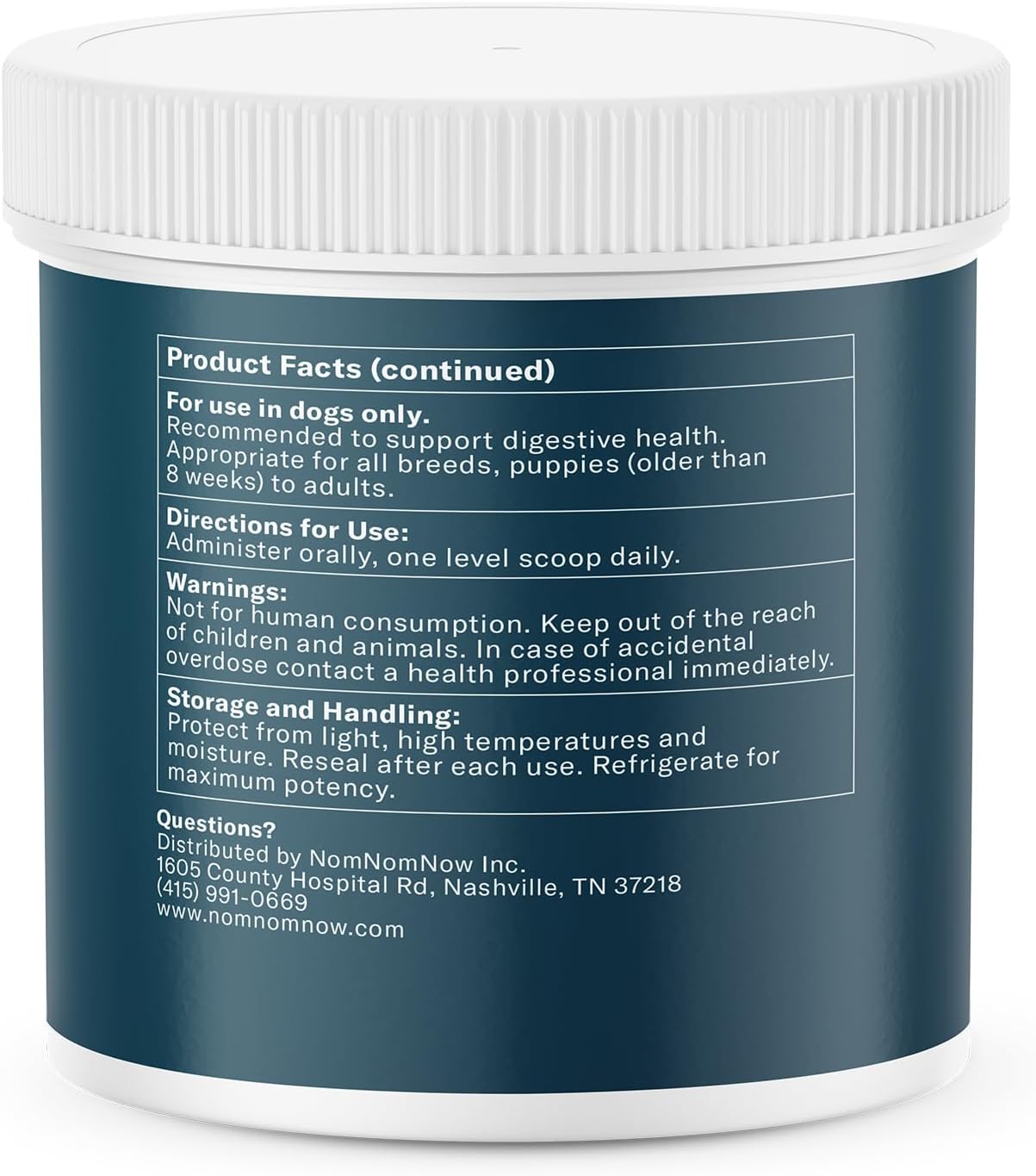 Nom Nom Probiótico Canino Full Spectrum con Prebiótico y Fibra de Inulina - Apoyo Digestivo e Inmunológico