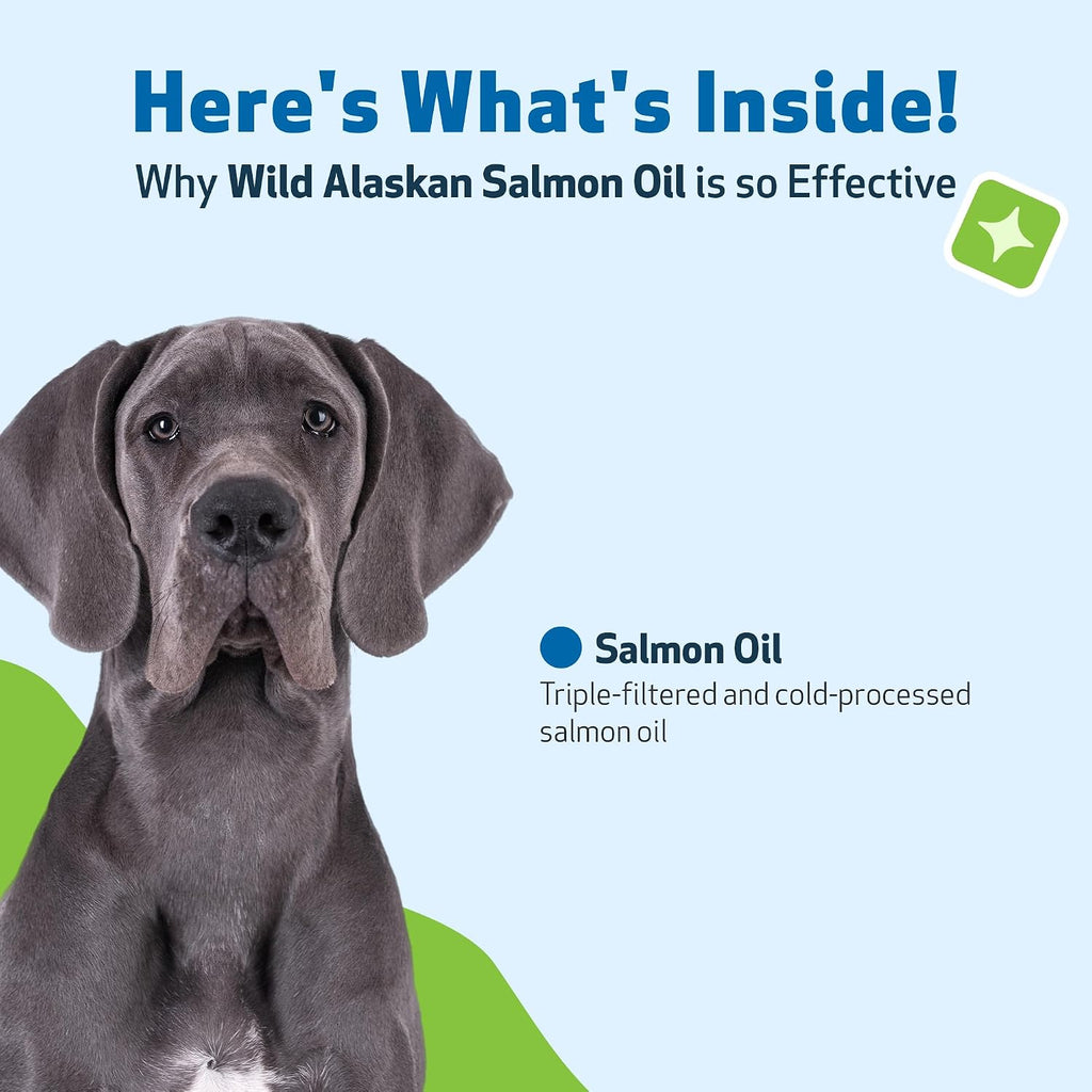Pet Wellbeing Aceite de Salmón Salvaje de Alaska para Perros - Omega 3 EPA y DHA - 473 ml con Dosificador