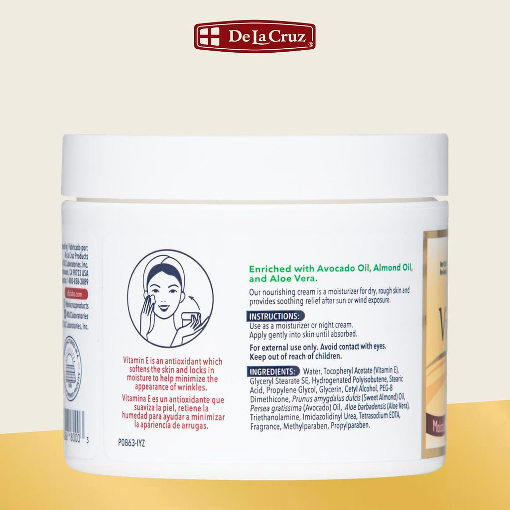 De La Cruz Crema de Vitamina E Hidratante para Rostro y Cuello - 113 g