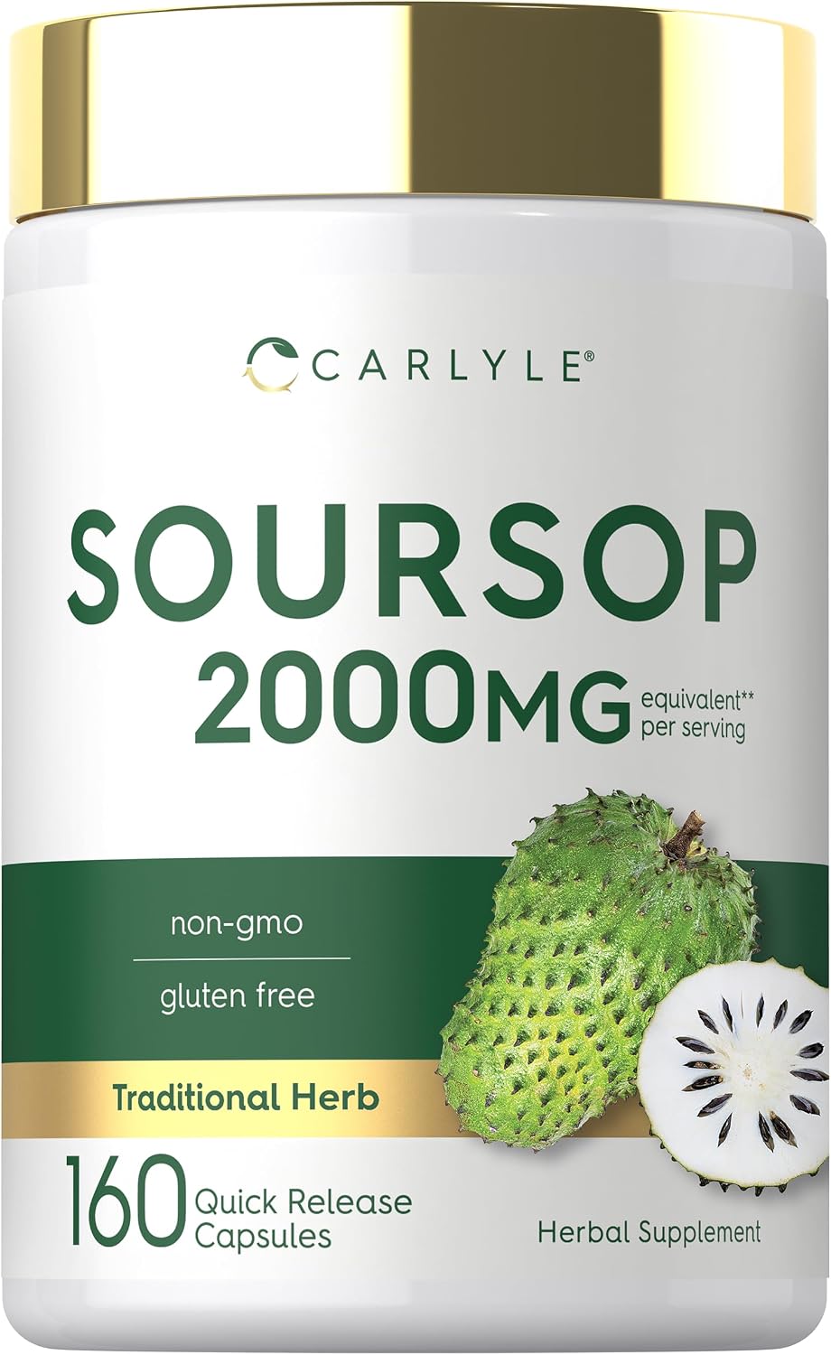 Carlyle Hojas de Guanábana | 160 Cápsulas | Hierba Tradicional | Complemento Alimenticio No OGM, Sin Gluten