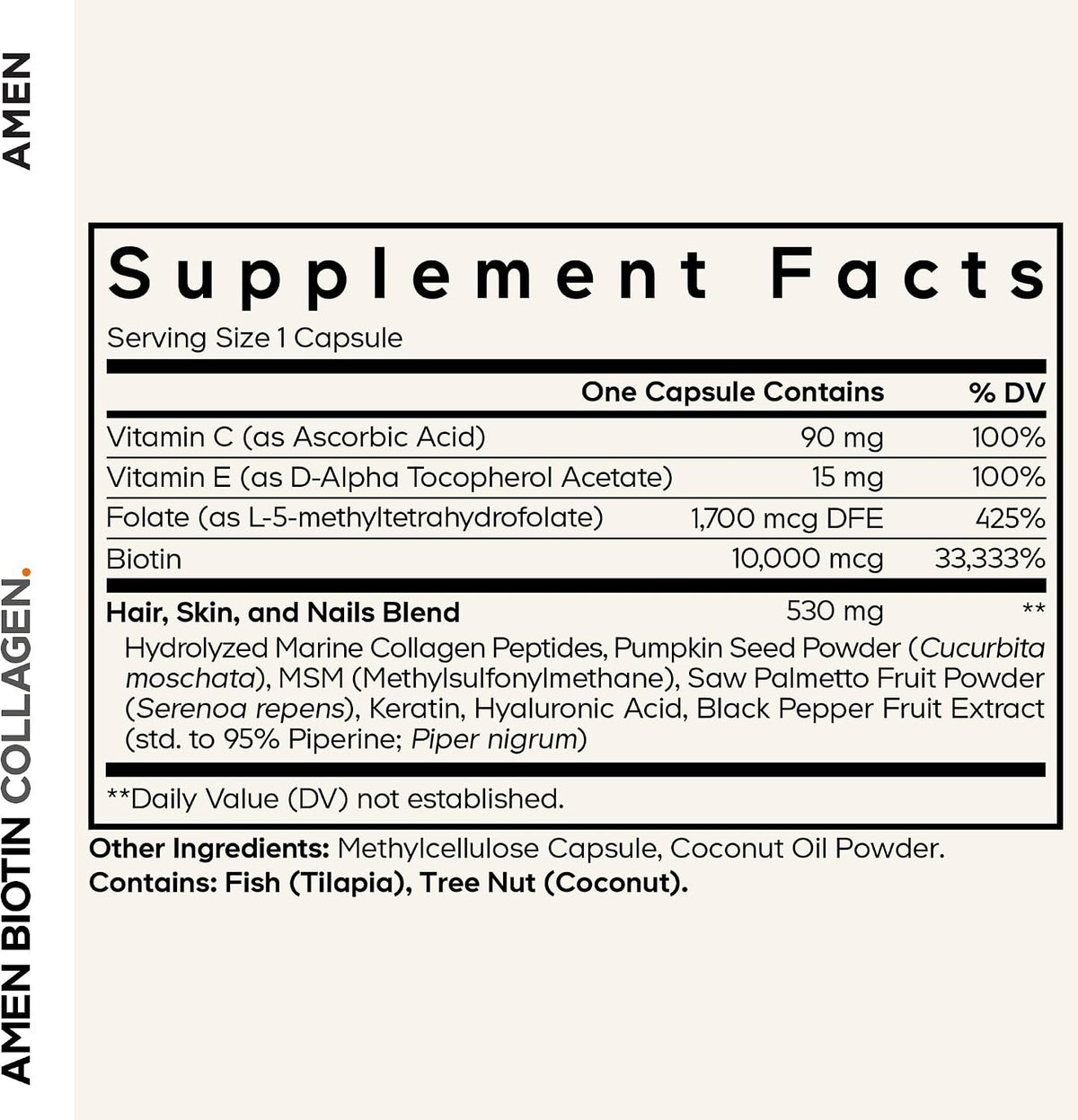 Amen Biotin Collagen Vitamins+ Biotina – El funcionamiento normal del sistema nervioso. – Image 2