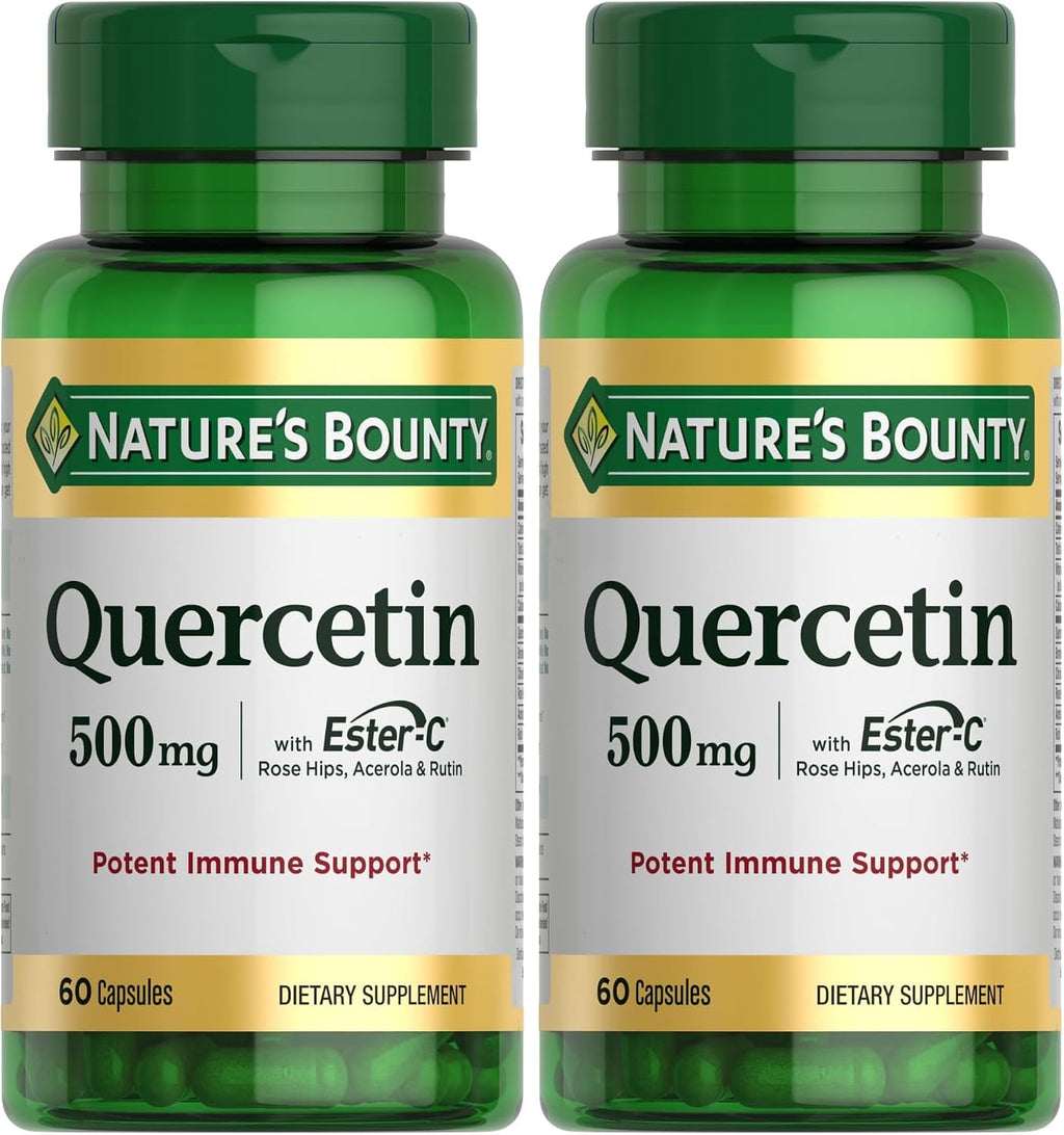 Nature's Bounty Quercetin 500 mg con Vitamina C, Escaramujo y Rutina, 60 comprimidos