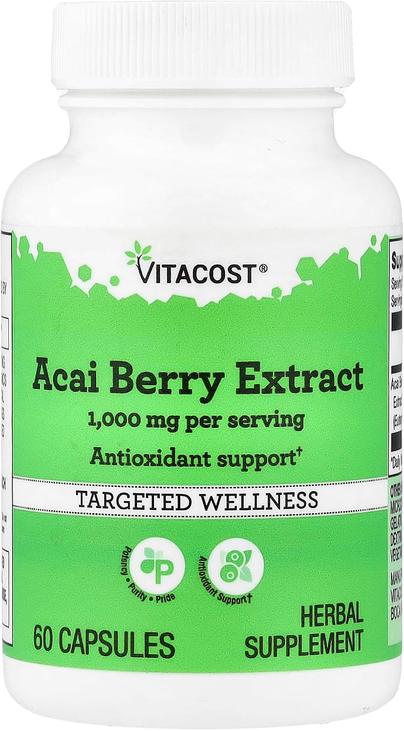 Vitacost Extracto de Baya de Acai, 60 Cápsulas (500 mg por Cápsula)