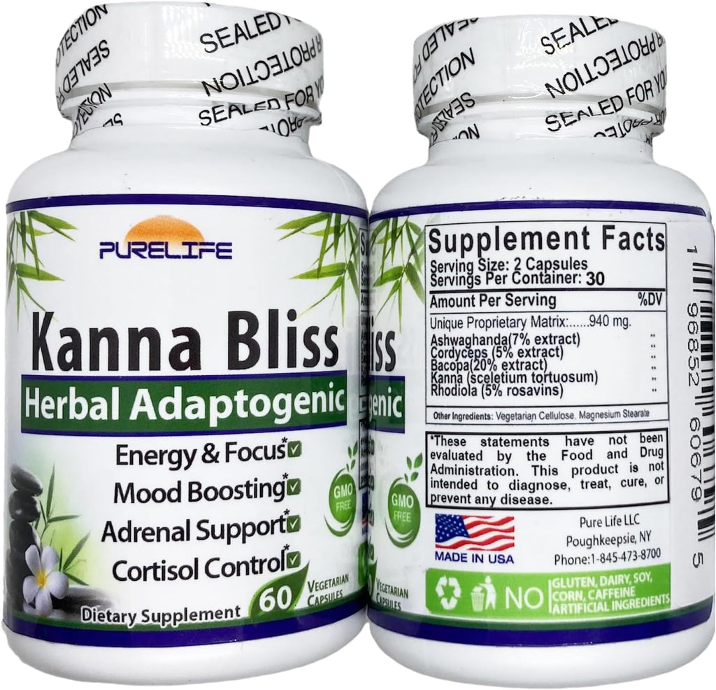 Kanna Bliss - Herbal Adaptogenic (60 Vegetarian Capsules)