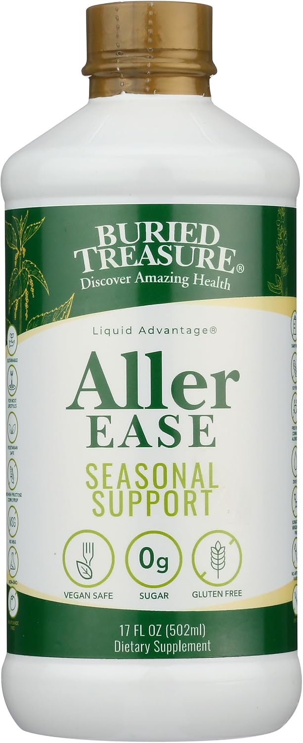 Buried Treasure Aller Ease - Suplemento Líquido con Quercetina, Bromelina, Gordolobo - Apoyo Respiratorio, 473 ml