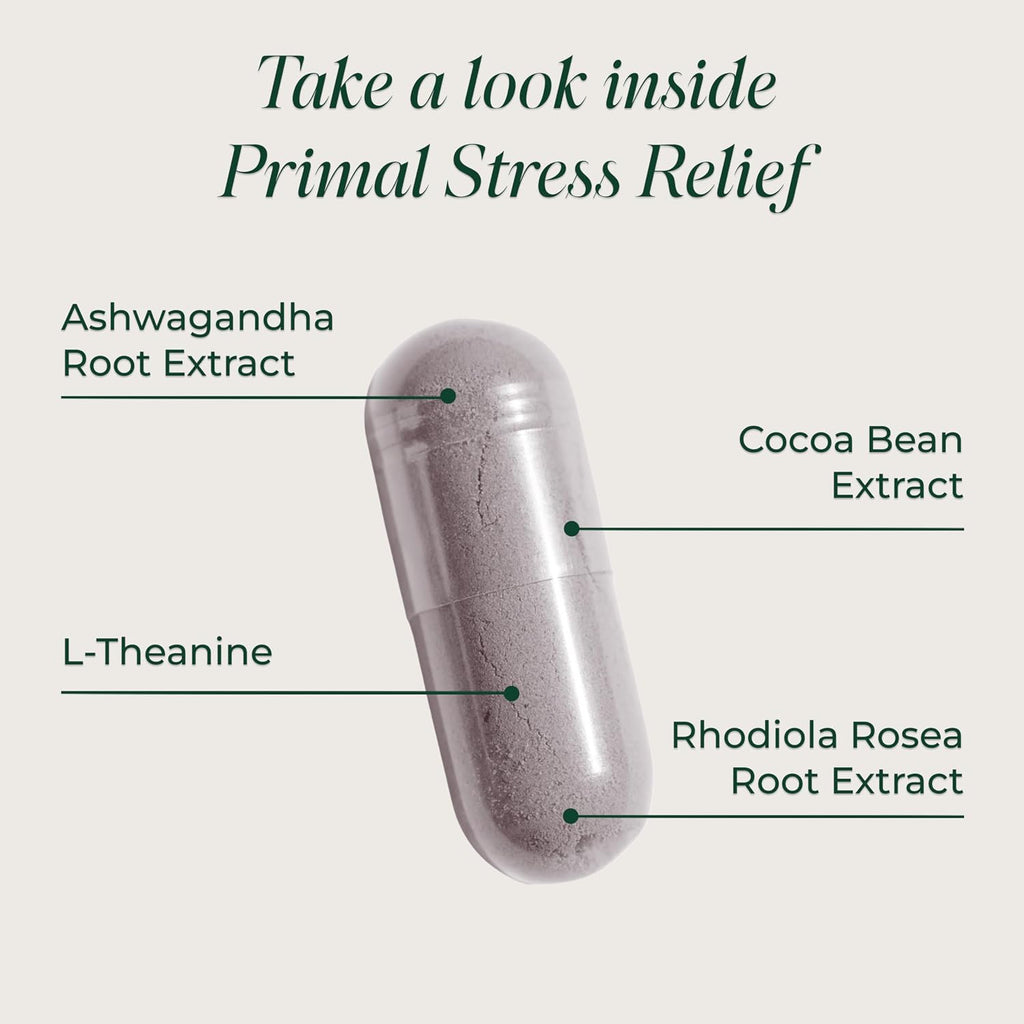 Primal Harvest Stress Relief – Suplemento Diario para el Estrés, 30 Cápsulas