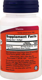 NOW Foods Vitamin D3 2,000 IU (2-Pack 240 Softgels)