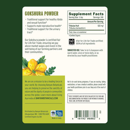 Banyan Botanicals Gokshura Powder – Polvo Orgánico de Fruta Gokshura (Tribulus Terrestris) – ½ lb (227 g) – Image 5