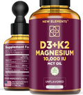 Líquido de Vitamina D3 con K2 y Magnesio Glicinato | 10.000 UI D3 + 200 mcg K2 MK-7