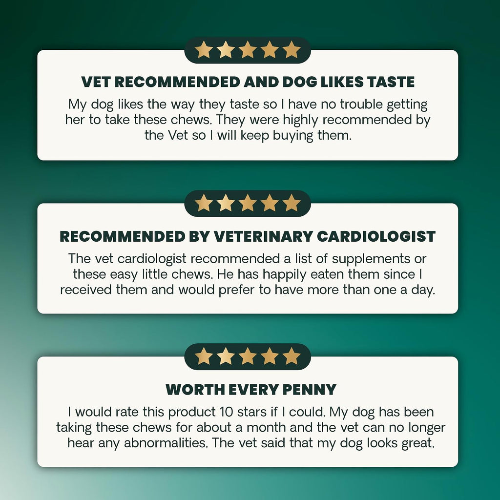VetriScience Extra Strength Healthy Heart Chews - Suplemento Cardíaco para Perros con Taurina, Carnitina, CoQ10 y Espino, Sabor a Pollo, 60 unidades