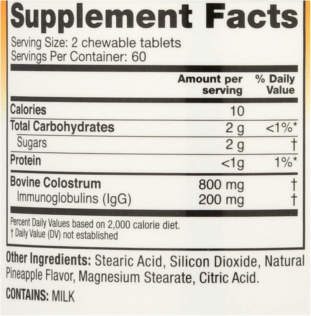 Naturade Symbiotics Colostrum Plus Masticable, Piña, 120 Comprimidos