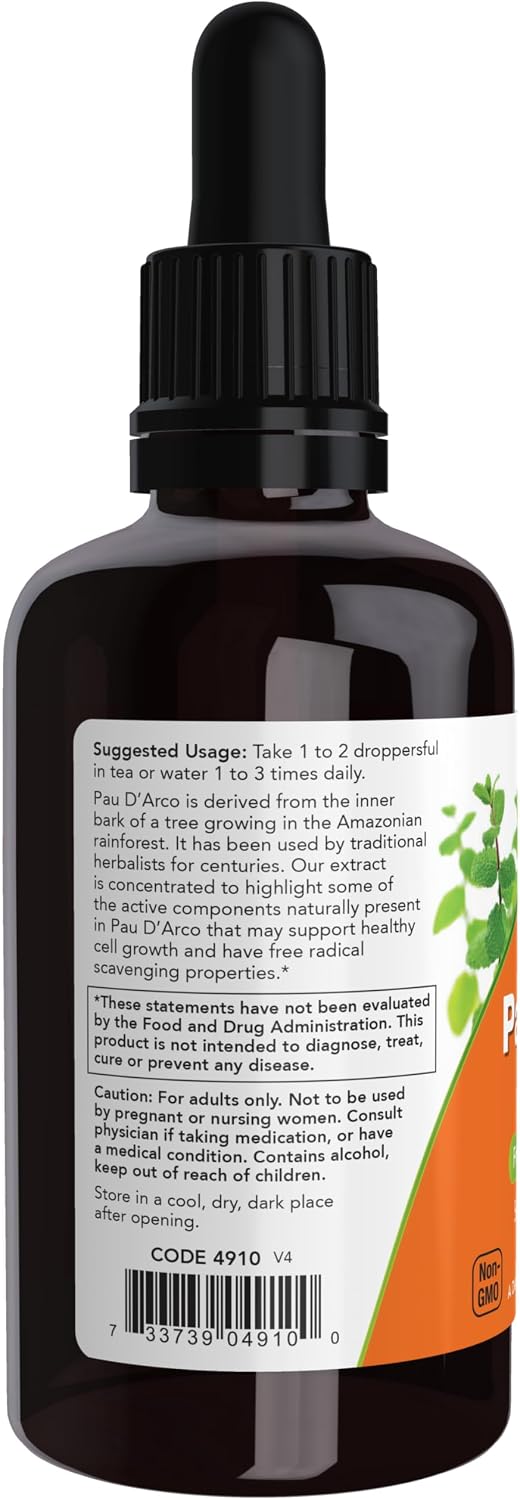 Extracto Líquido de Pau D'Arco de NOW Foods - 59 ml (2 oz) con Gotero
