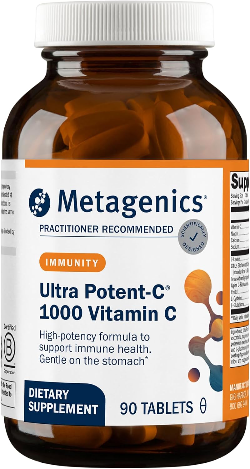 Metagenics Ultra Potent-C 1000 - Vitamina C Tamponada con Apoyo Antioxidante - Apoya la Salud Inmunológica, Formación de Colágeno y Comodidad Estomacal - No GMO y Sin Gluten - 90 Comprimidos