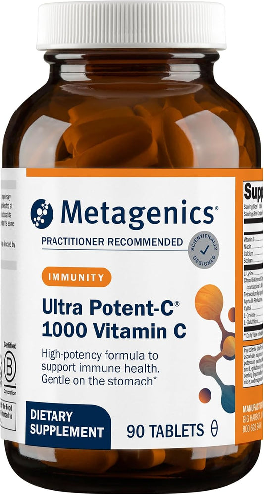 Metagenics Ultra Potent-C 1000 - Buffered Vitamin C with Antioxidant Support - Supports Immune Health, Collagen Formation, and Stomach Comfort - Non-GMO and Gluten-Free - 90 Tablets