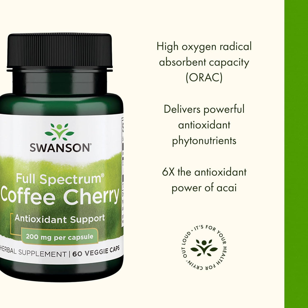 Swanson Full Spectrum Coffee Cherry - Suplemento antioxidante - 60 cápsulas vegetales