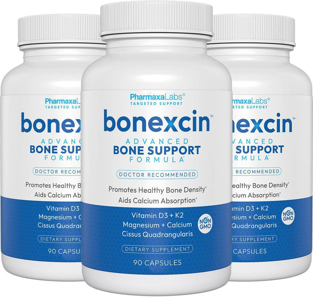 Bonexcin Fórmula Avanzada para Huesos – Calcio, Magnesio, Vitamina D3 y K2 – 90 Cápsulas (Pack de 3)