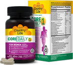 Country Life Women’s Core 1 Multivitamínico Diario para Mujeres con Hierro, Arándano Rojo, Probióticos y Enzimas Digestivas, 60 Comprimidos