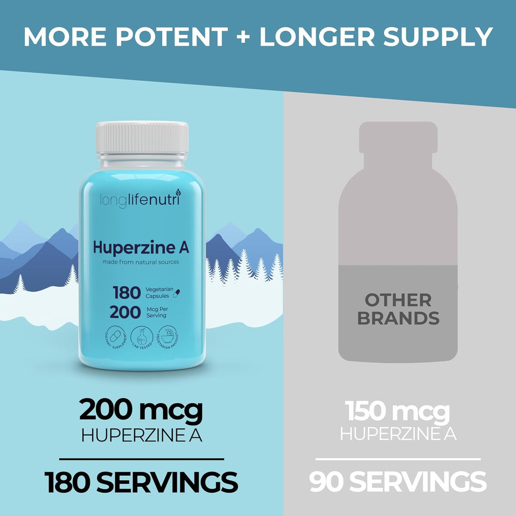 LongLifeNutri Huperzina A 200mcg - 180 Cápsulas Vegetarianas