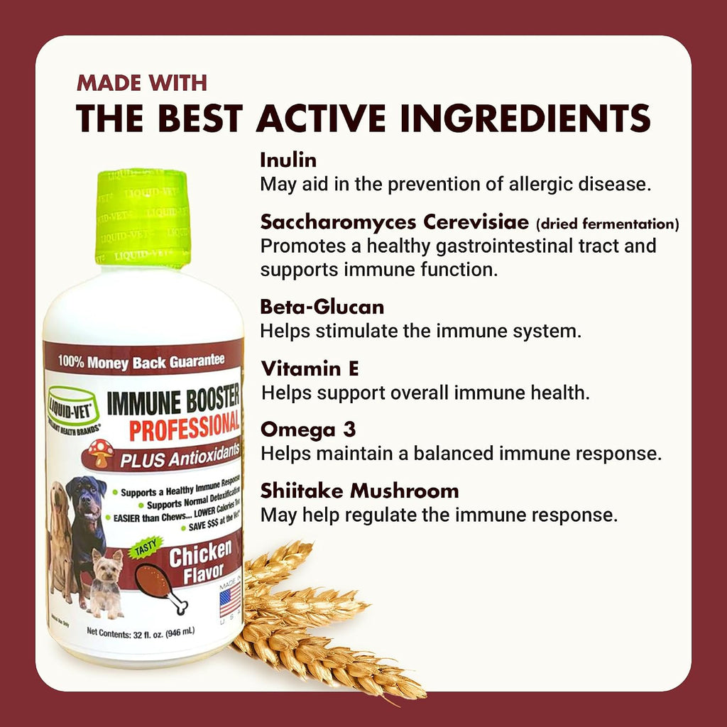 Immune Support for Dogs – Protección Antioxidante y Salud Intestinal – Con Inulina, Beta-Glucano, Omega-3 y Más