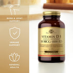 Solgar Vitamina D3 (Colecalciferol) 10 mcg (400 IU) - 250 Cápsulas Blandas