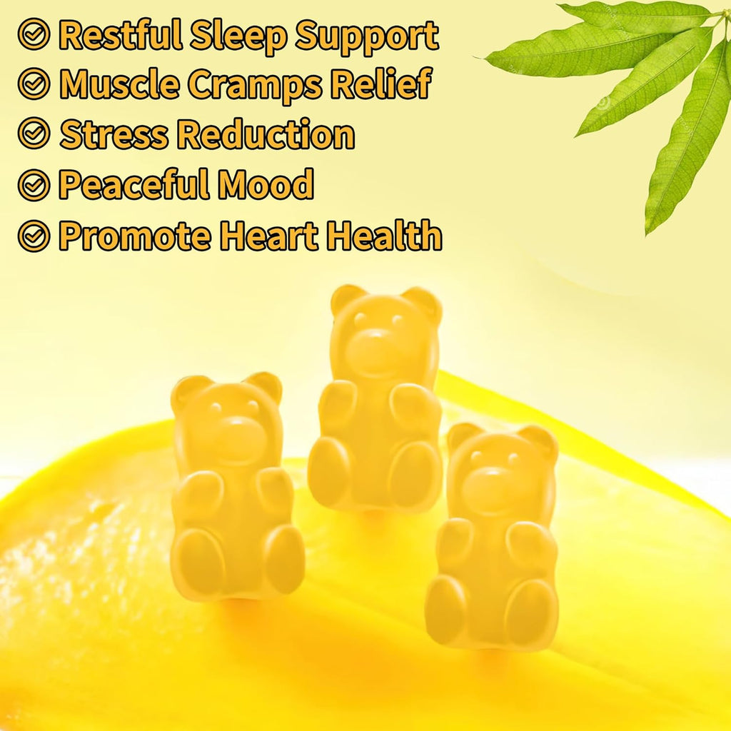 Gominolas de Magnesio Glicinato 1000mg - Sin Azúcar, con Vitamina D, B6, CoQ10, Potasio y Calcio - 90 Gominolas Sabor Frambuesa Natural