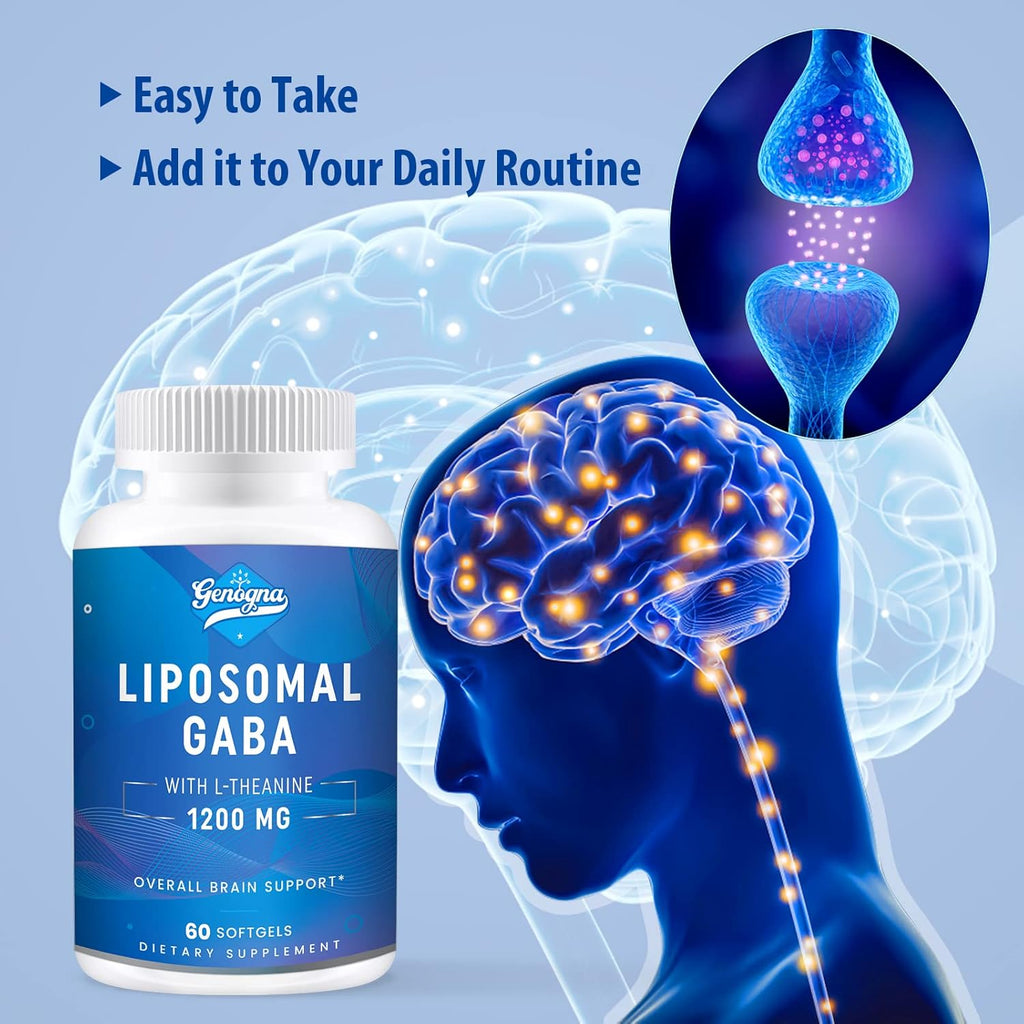 Genogna Liposomal GABA con L-Theanine 1200mg Complemento Alimenticio para Adultos (60 Cápsulas)