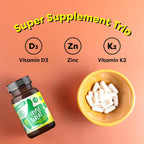 FlavCity Vitamin D3, K2 y Zinc - Triple Amenaza - Apoyo Inmune y Huesos - 30 Cápsulas