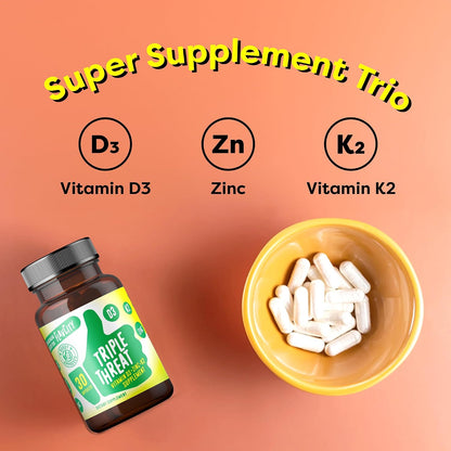 FlavCity Vitamin D3, K2 y Zinc - Triple Amenaza - Apoyo Inmune y Huesos - 30 Cápsulas – Image 2