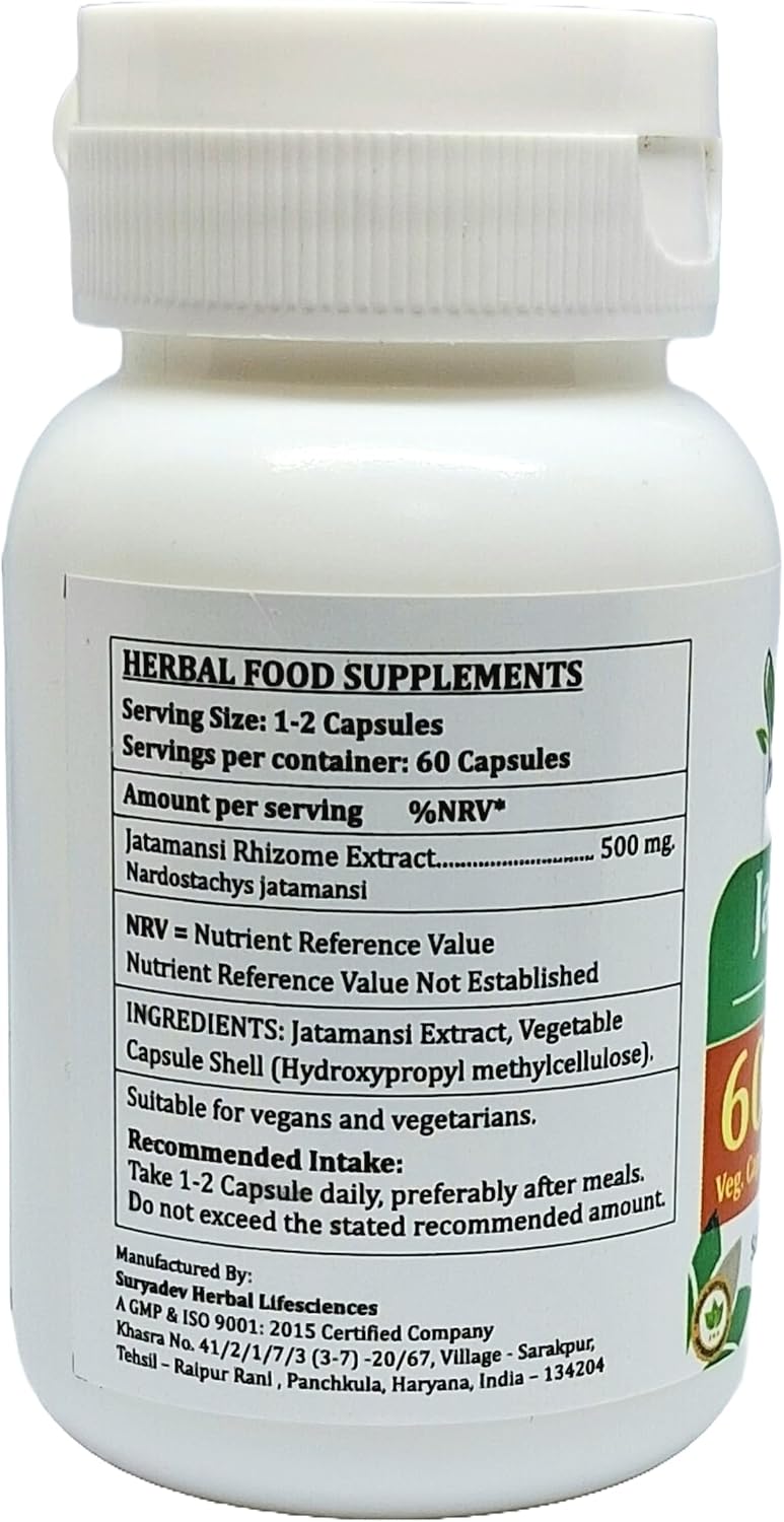 Jatamansi Forte Cápsulas 500 mg - 60 Cápsulas Vegetales - Extracto 10:1 - Satya Naturals