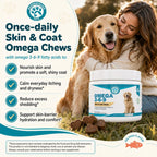 Wanderfound Pets Omega 3 para Perros - Aceite de Pescado para Piel y Pelaje, 60 Masticables