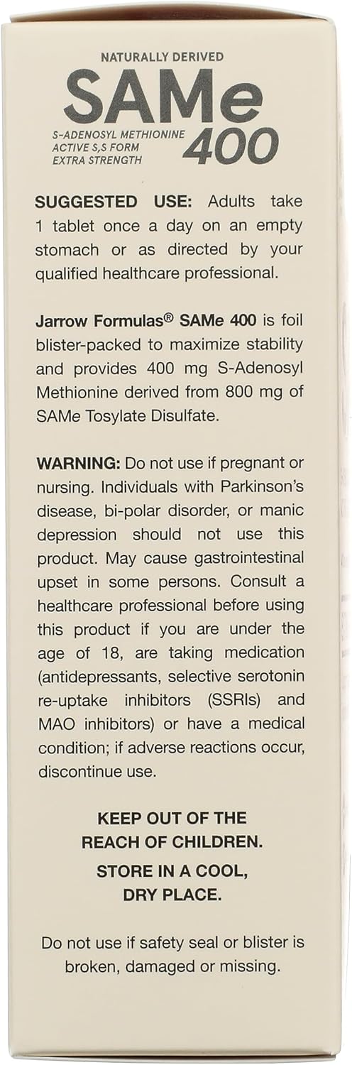 Jarrow Formulas SAM-e 400 mg, 30 Tabletas