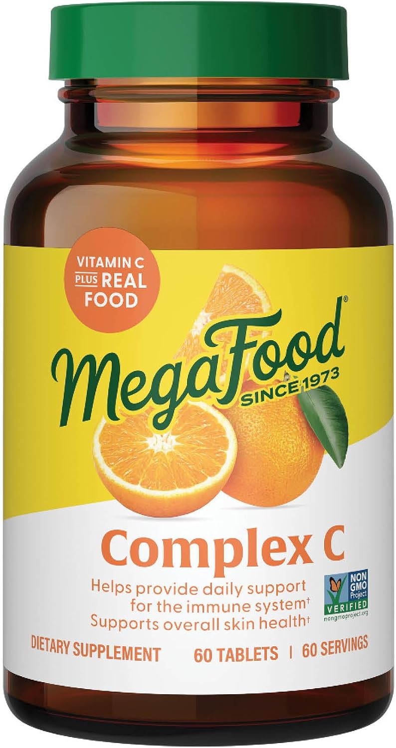 MegaFood Complex C - Suplemento de Vitamina C Vegano con Alimentos Reales, 60 Comprimidos